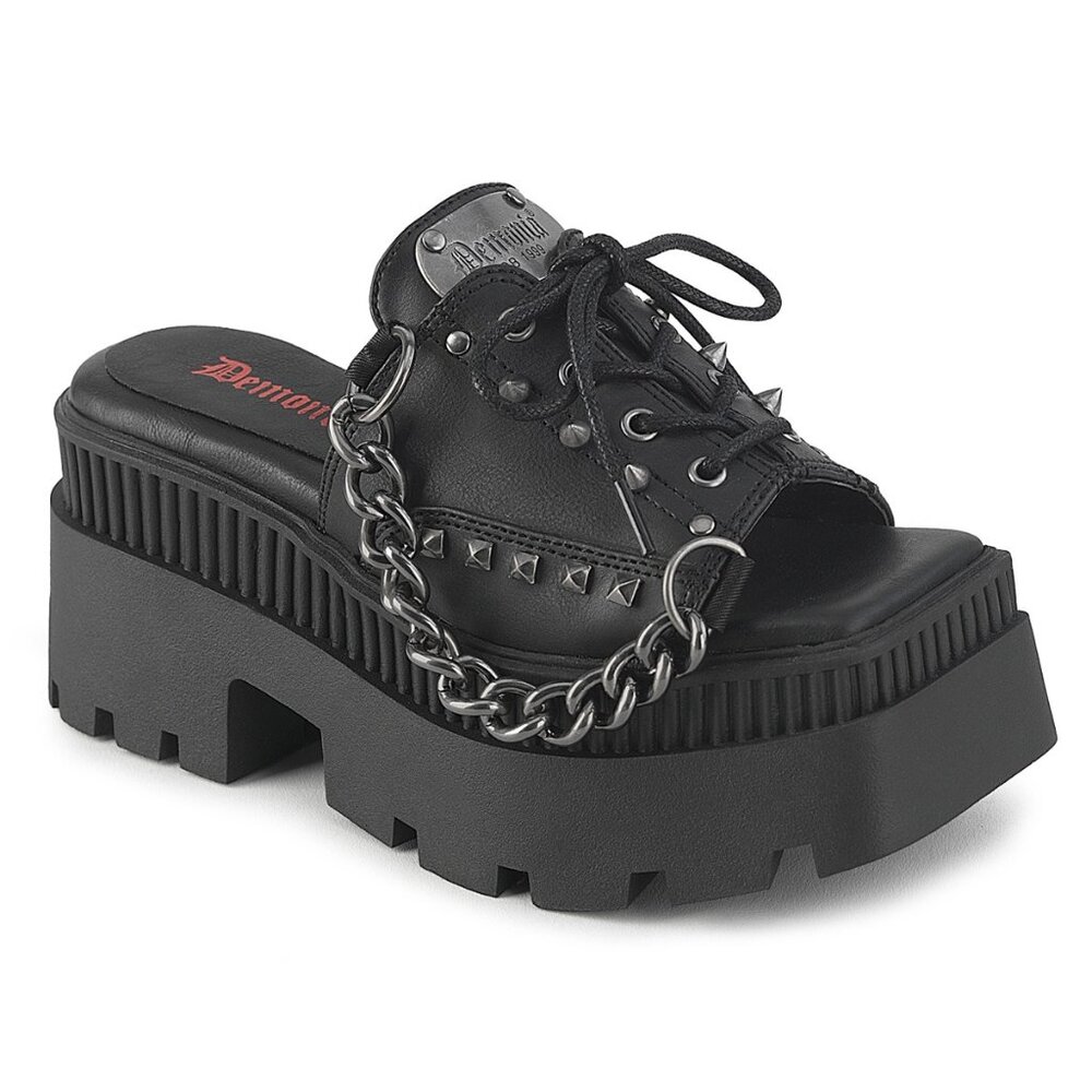 Demonia Wrath-03 Black Platform Sandals - Picture 1 of 5